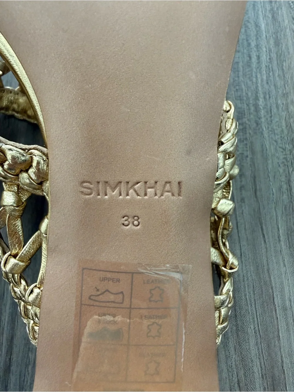 SIMKHAI Women's Alia 50MM Metallic Leather Weave Block-Heel Sandals - Gold